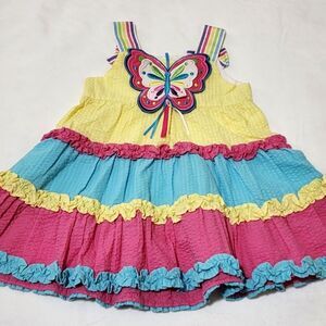Girls Emily Rose Embroidered Colorful Butterfly Seersucker Dress Size 2t